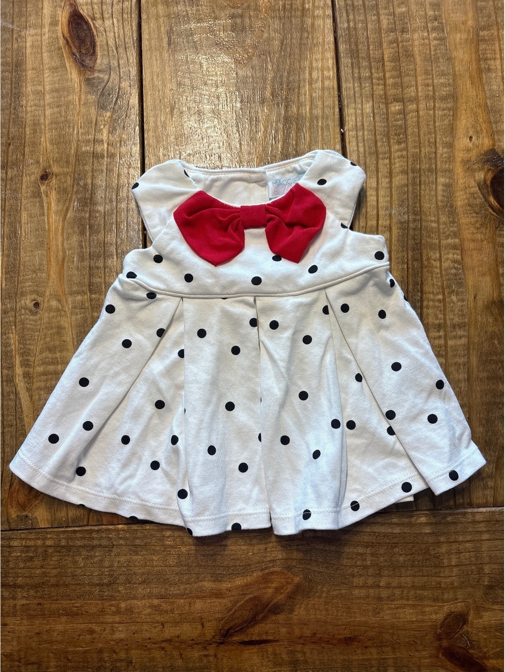 Maggie & Zoe Baby Polka Dot Dress with Red Bow Size 3-6 Months Girls
